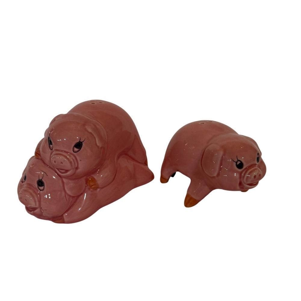 Vintage MSR 1994 Naughty Mating Pigs Ceramic Salt and Pepper Shakers Pink 2pc